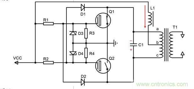 T1電流為0 C1兩端電壓達到最大值