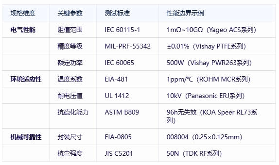 電阻器分類、規(guī)格要素及全球頭部廠商對比分析